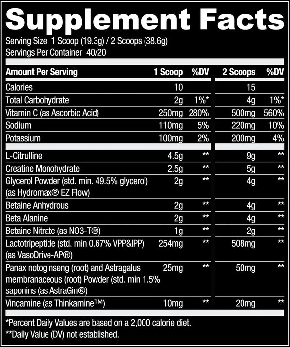 Ryse Pump Daddy Non-Stimulant Pre Workout Supplement Facts